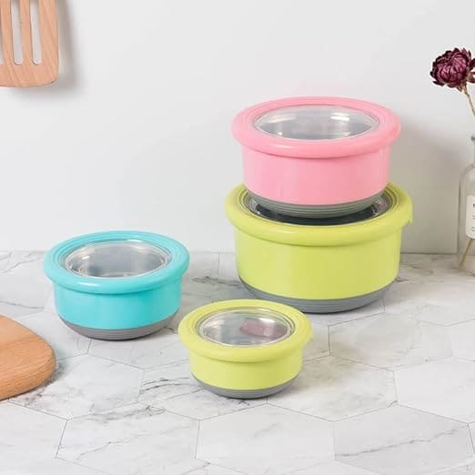 Set Of 3 Bento Bowl, Stainless Steel Round Food Container, Portable Leakproof Lunch Box, Food Silicone Bento Lunch Box For Kids, Instant Noodle Bowl Food Container, Collapsible Food Container with Lid, Stainless Steel Non-Slip Crisper Set Of 3 Bento Bowl, Stainless Steel Round Food Container, Portable Leakproof Lunch Box, Food Silicone Bento Lunch Box For Kids, Instant Noodle Bowl Food Container, Collapsible Food Container with Lid, Stainless Steel Non-Slip Crisper